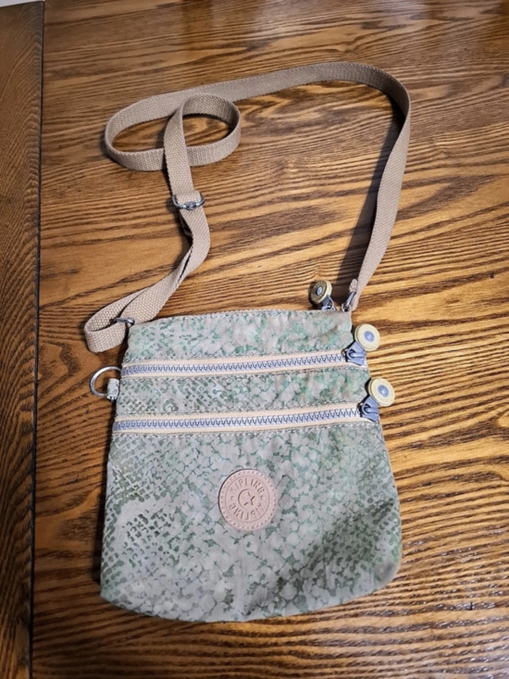 Kipling Green & Brown Crossbody Bag